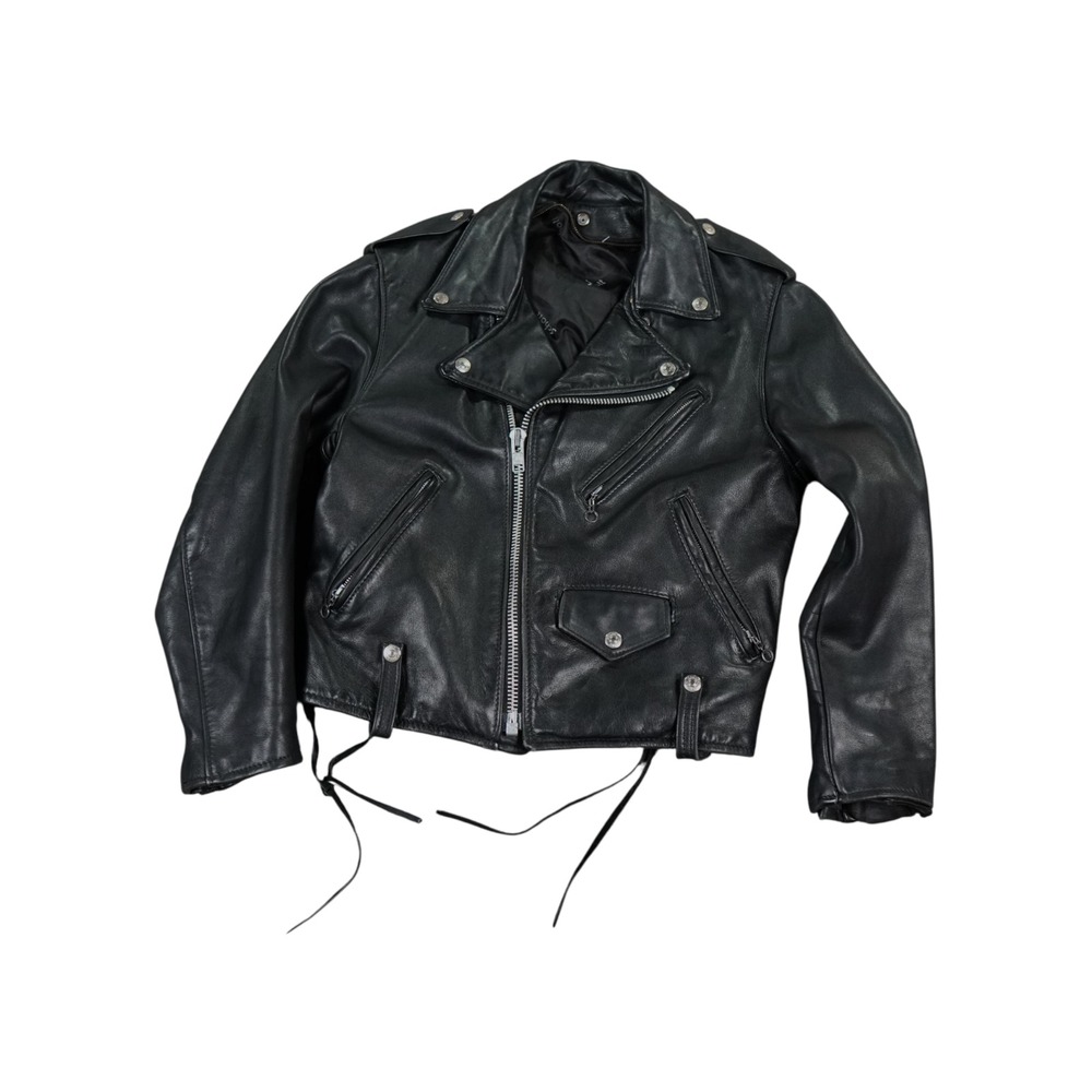 Vintage Schott Perfecto Leather Motorcycle Jacket Harley Davidson Womens 10